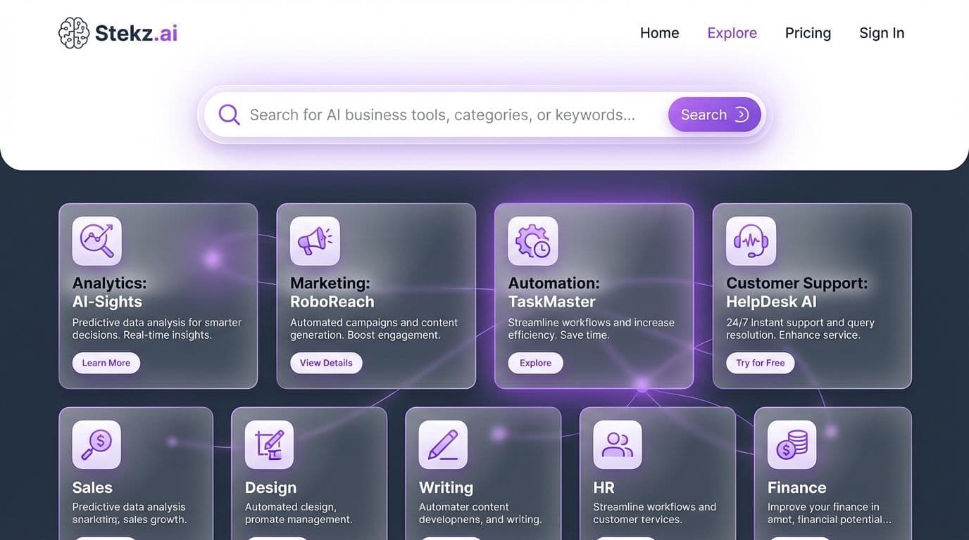 Stekz.ai: Uw Alles-in-één Zoekmachine voor AI Bedrijfstools